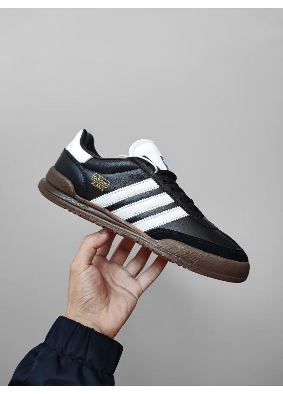 Черные демисезонные кроссовки мужские adidas jeans black / white адидас No Brand