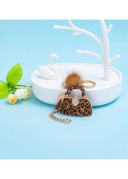 Оригінальний Креативний Модний Шикарний брелок сумочка з леопардовим принтом помпоном із норкового хутра No Brand (297941352)
