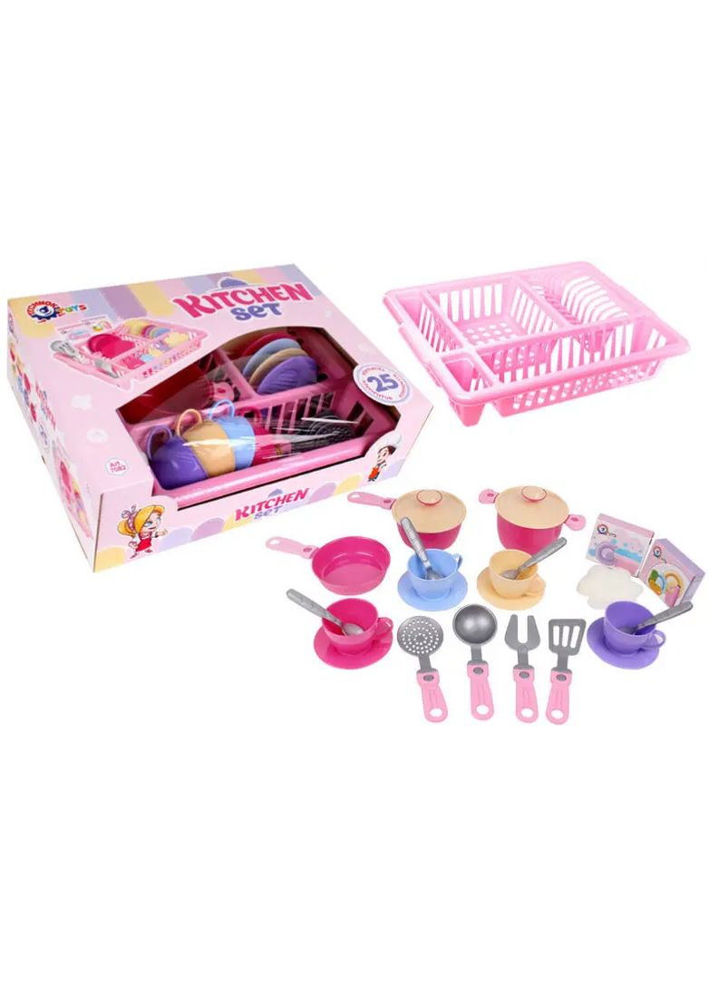 Игровой кухонный набор с посудой и сушкой пластиковый ТЕХНОК 3+ в ассортименте 7082 ТехноК Тех7082 (370650581)