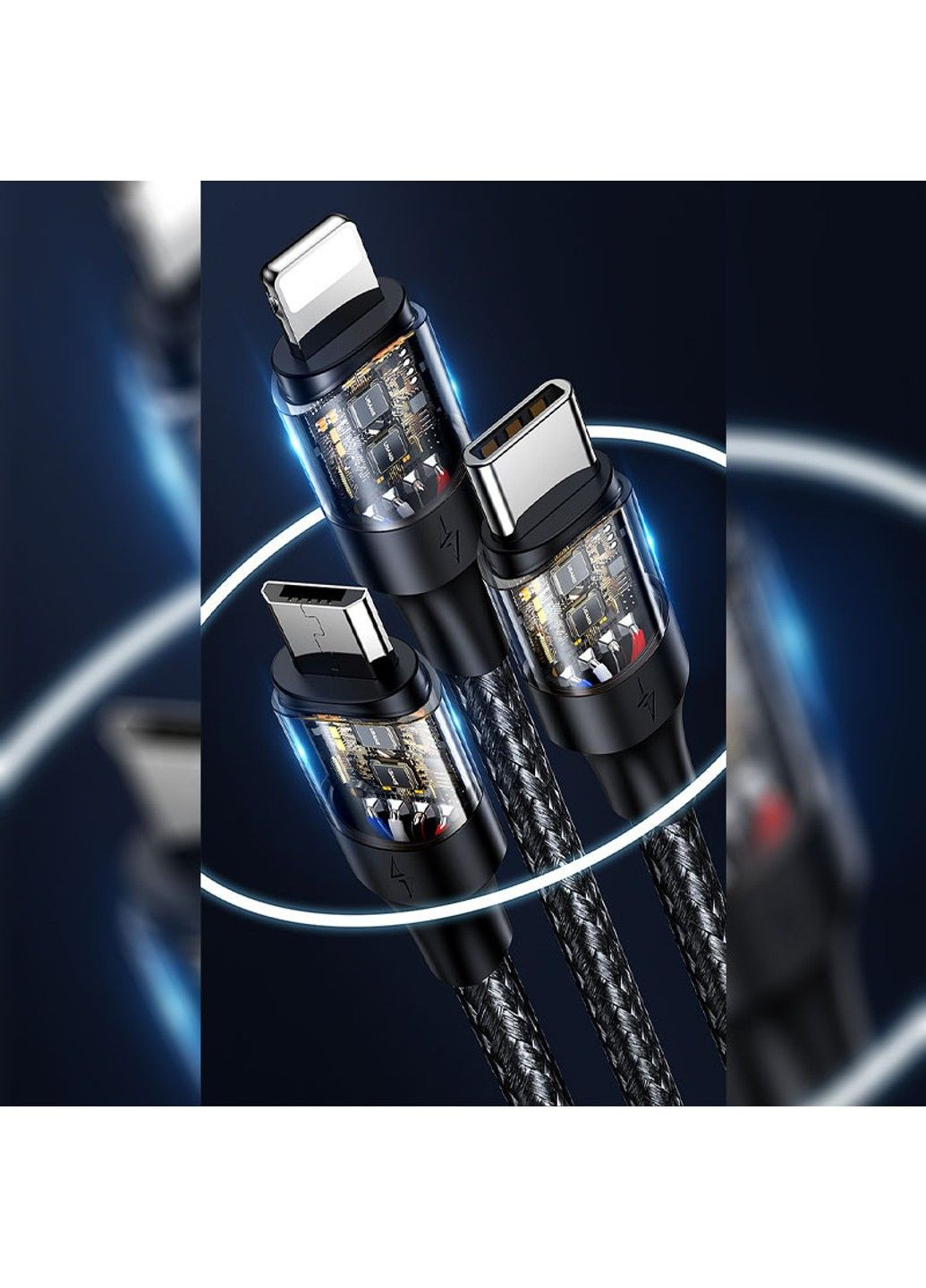 Уцінка Дата кабель US-SJ511 U71 All in One Aluminum Alloy USB + Type-C to 3in1 100W (1.2m) USAMS (294724815)