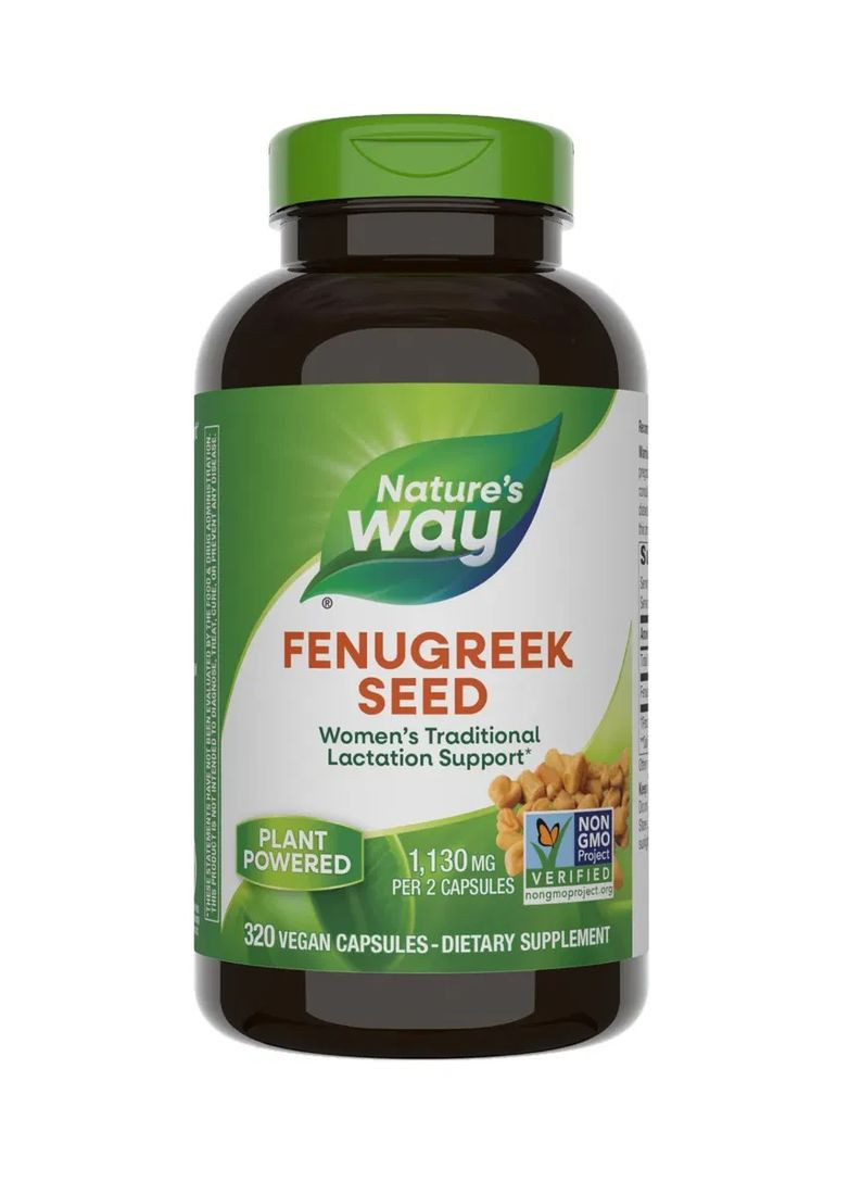 Пажитник Fenugreek Seed семян 1130 мг 320 веганских капсул 565 мг на капсулу Nature's Way (361118079)