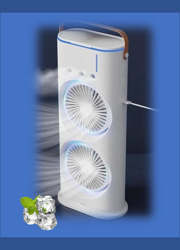 Вентилятор-кондиционер увлажнитель настольный Double-ended Spray Fan (3 скорости) + Пульт + Пакеты для льда в комплекте Monocrystal (338623835)