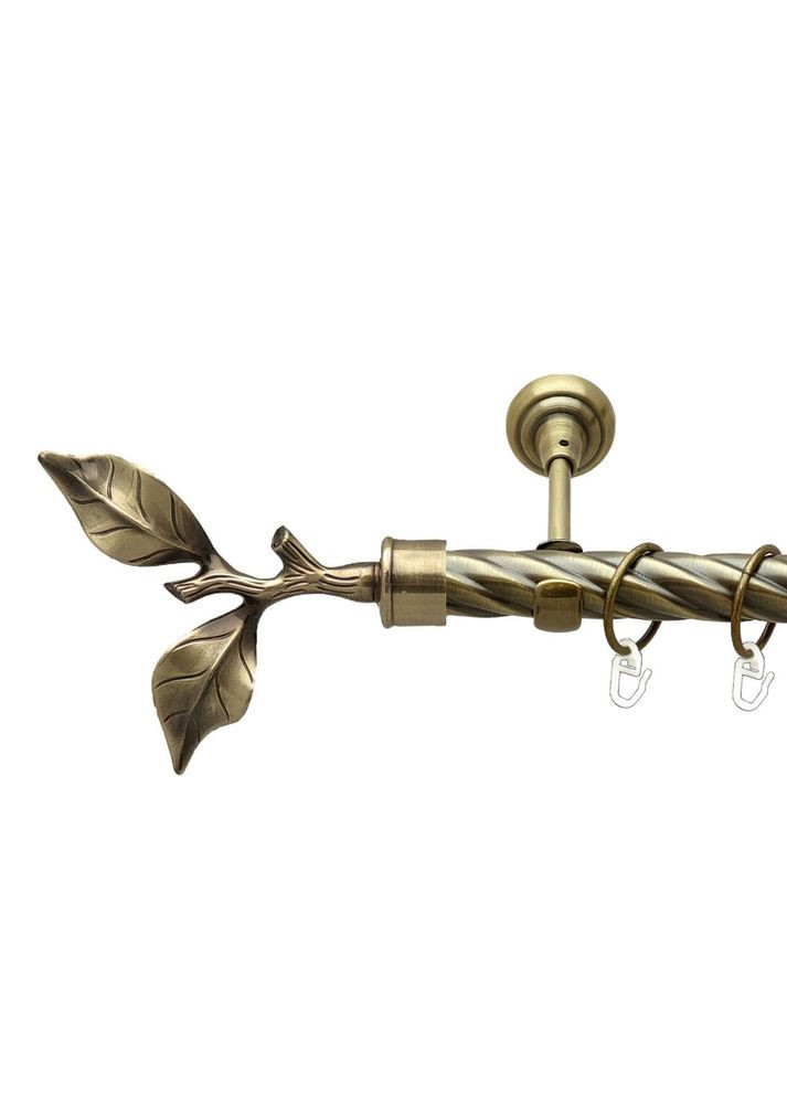 Карниз Листок Троянди металевий однорядний відкритий скручена труба Антик 25 мм 160 см (00-00017699) ORVIT (300279103)