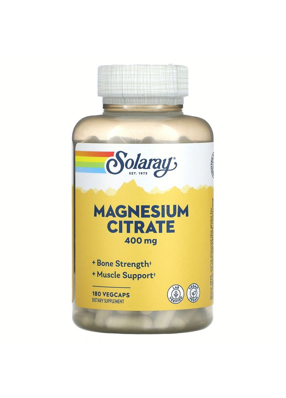 Магний цитрат, Magnesium Citrate,, 133 мг, 180 вегетарианских капсул Solaray (364311576)