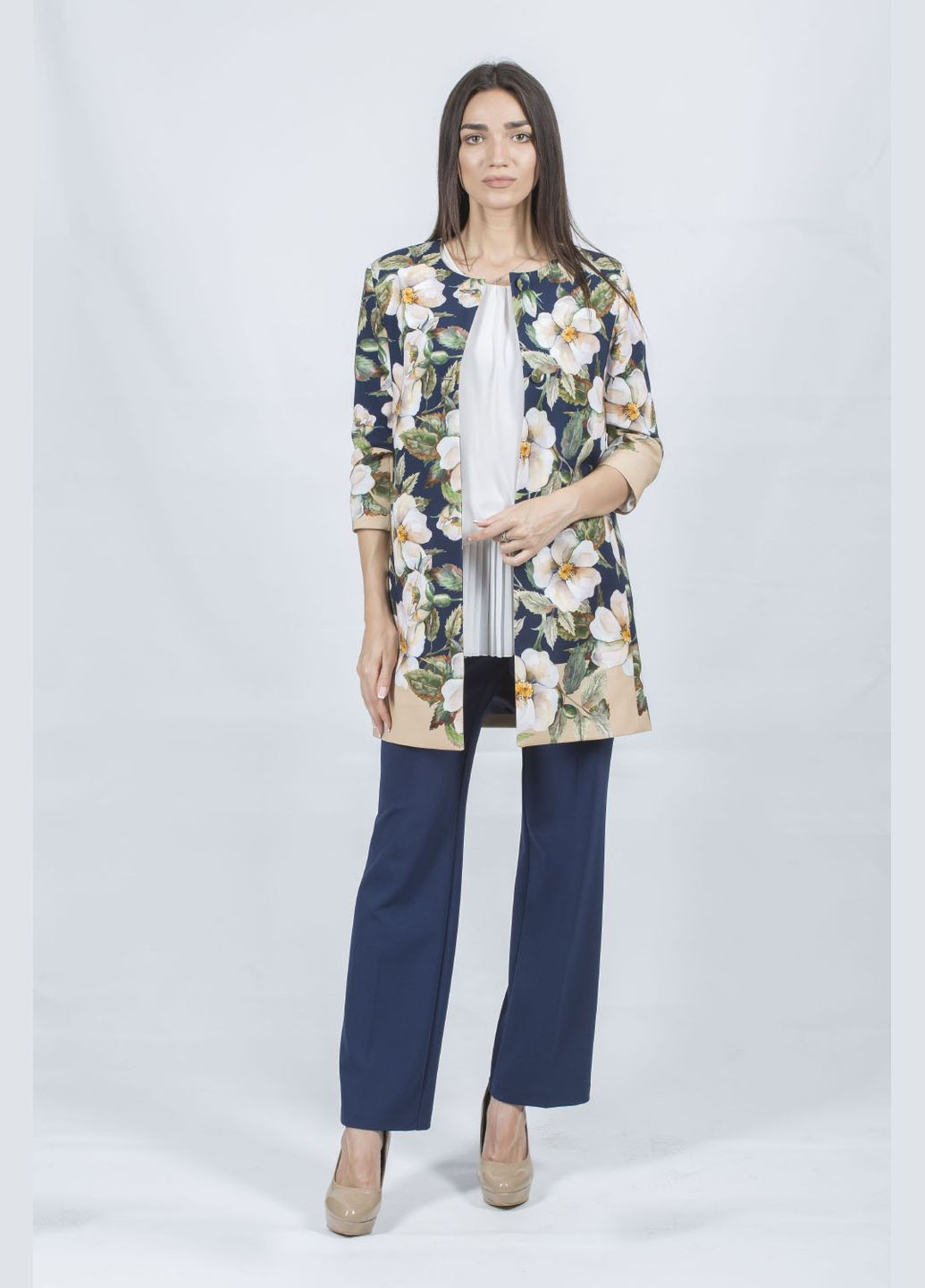 Жіночий класичний квітковий піджак з рукавом 3/4 для літа (, ), 29217 Rinascimento (329727249)