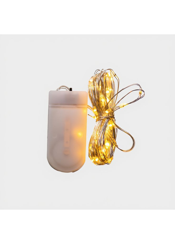 Светодиодная гирлянда Роса 5 метров на батарейках 50 led нить на белой желтой проволоке 50L5MWY (A-046769) Garlando (371655187)