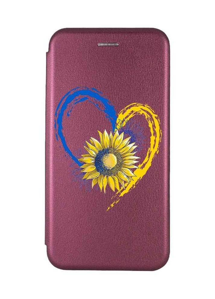 Чохол-книжка з малюнком для Samsung Galaxy A05 (A055) Бордовий:: Серце з соняхом. Україна (принт 260) G-Case (355394622)
