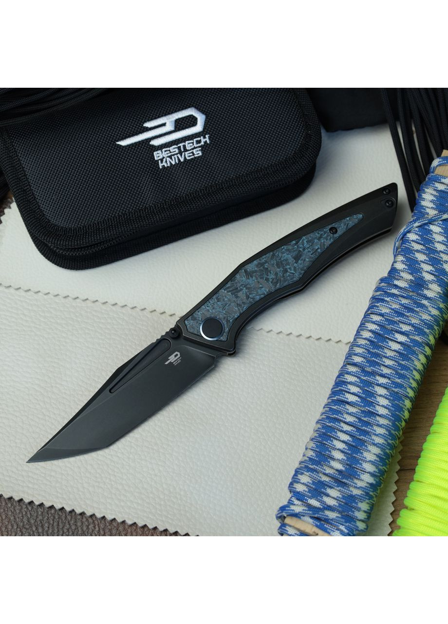Ніж Складаний TOGATTA BT2102H Titanium + Black & Blue Carbon Fiber M390 Bestech (362488852)