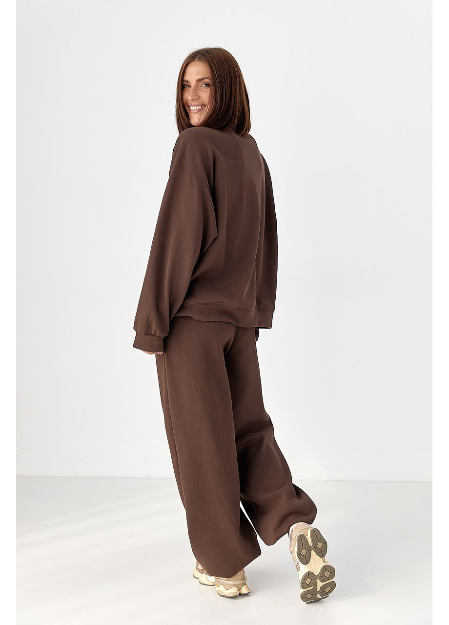 Спортивний теплий костюм з вільним світшотом та брюками - бордо колір Lurex (361056846)