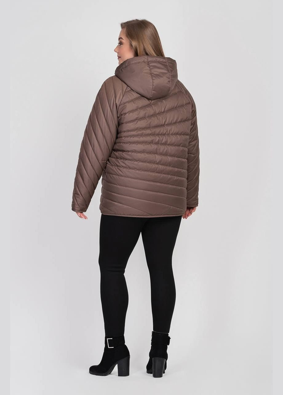 Кофейная демисезонная женская куртка весенняя большого размера SK