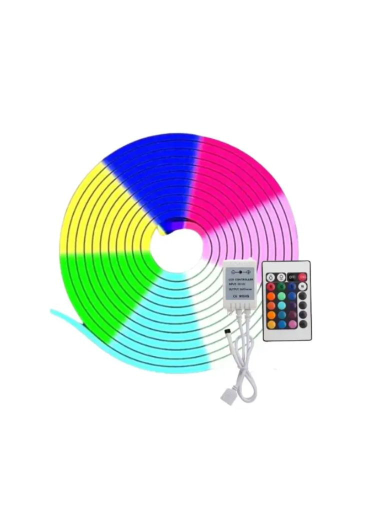Гибкий светодиодный неон RGB на 5 м с пультом и блоком питания SF-12VIC Декоративная лента в силиконе No Brand (305066185)