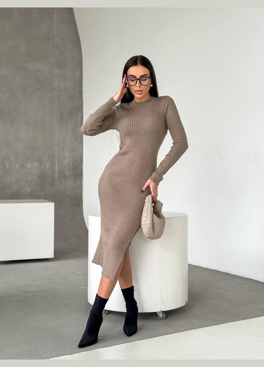 Бежева вʼязана сукня ao401 No Brand