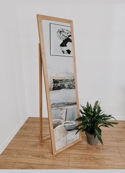 Зеркало напольное в деревянной раме в полный рост Светло-коричневый 150х60 см W.W.STYLE (327053326)