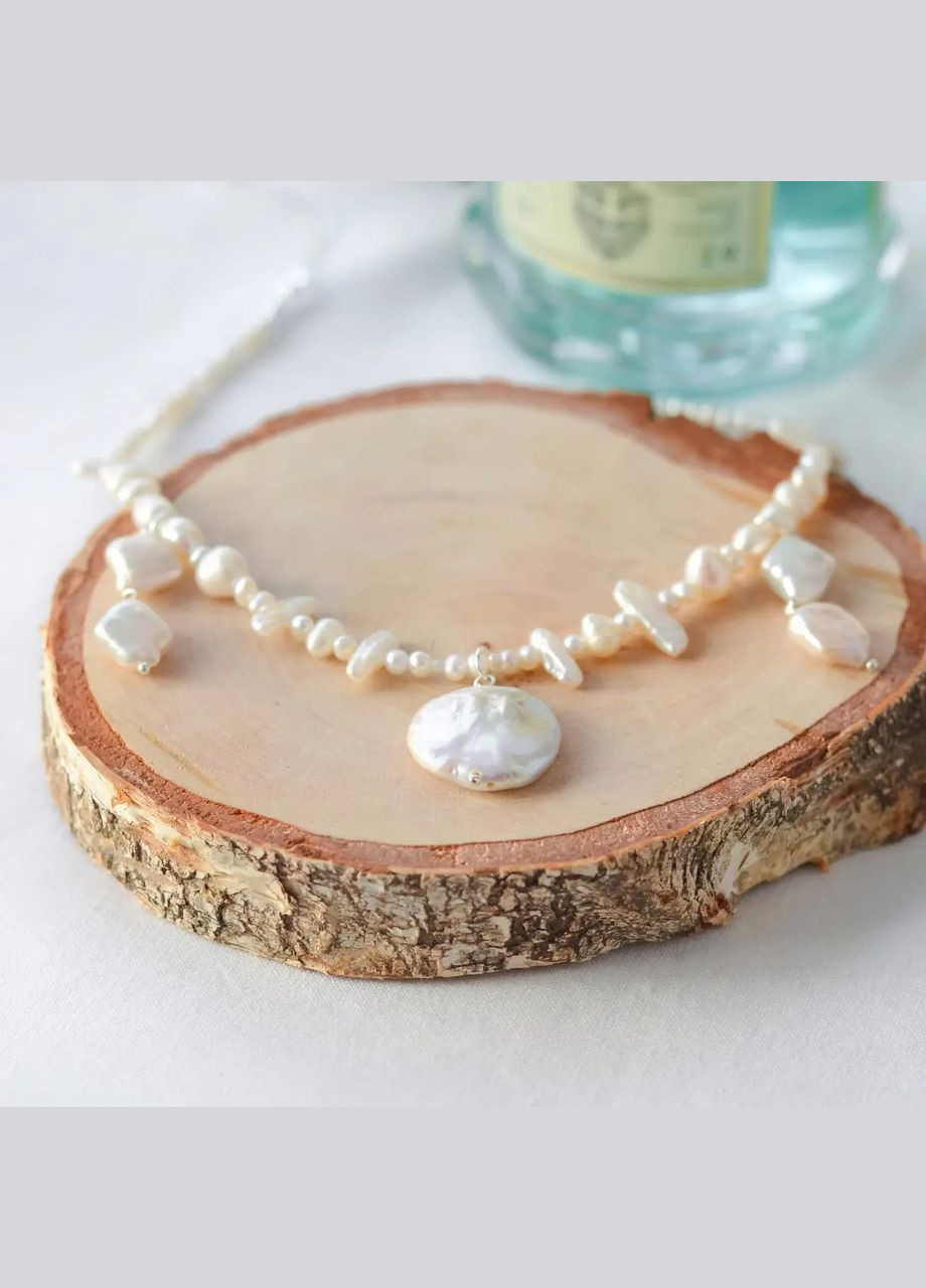 Чокер натуральні Барокові Перли, фур-ра гіп-ний сплав колір срібло d-7х19мм+- L-33-38см No Brand перли (культивовані) латунь срібло (302972863)