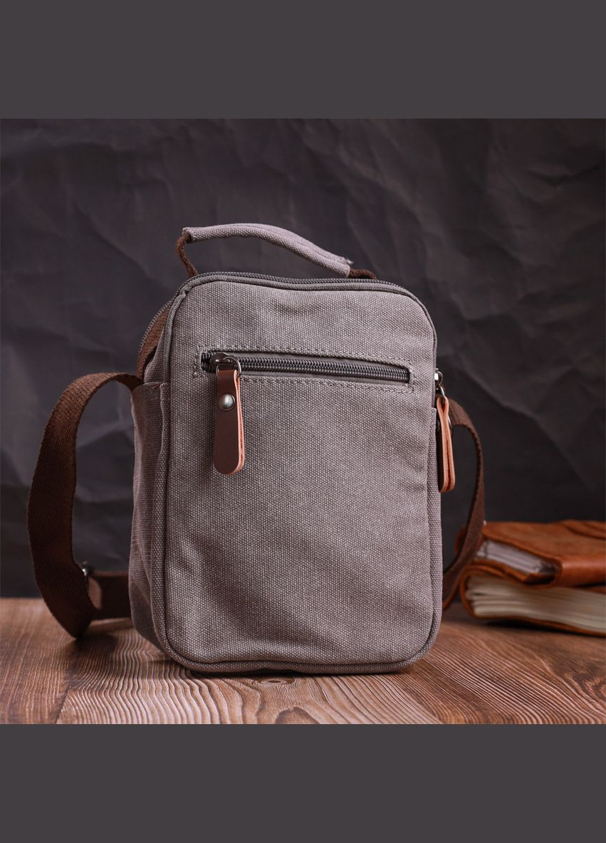 Чоловіча текстильна сумка через плече сіра кросбоді 22217 Vintage (329197754)
