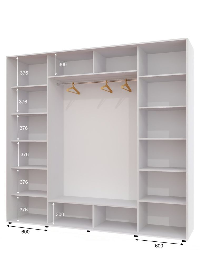 Шкаф-купе трехдверный 260*60*220 см Белый 3 двери ДСП ШК-05 Алекса (360476989)