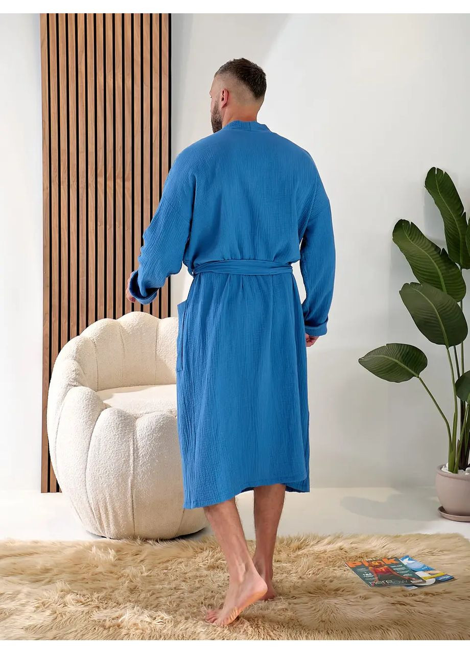 Халат чоловічий мусліновий, 100% бавовна, батальний No Brand халат (350887045)