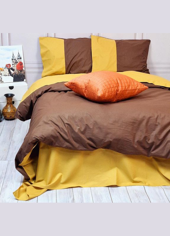 Постільна білизна PREMIERE Коричневий/Охра Ранфорс Двоспальна MERISET (306740115)