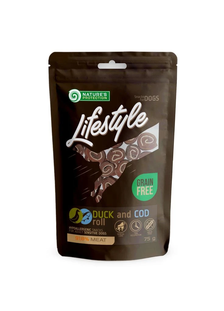 Лакомство для собак Lifestyle Duck & cod rolls 75 г (SNK46129) Nature's Protection (401417383)