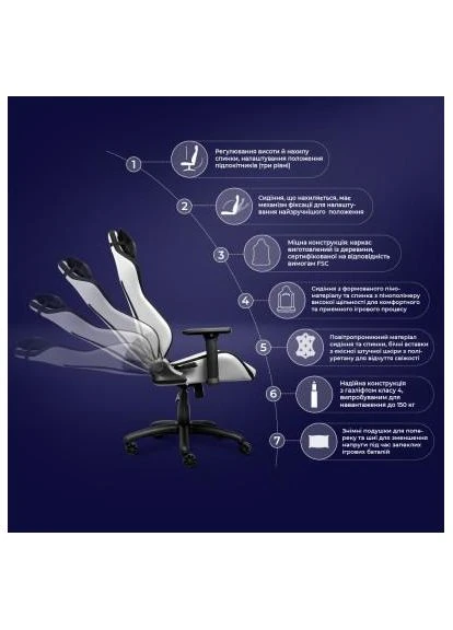 Кресло игровое GXT714W Ruya Eco White (25065) Trust (391353110)