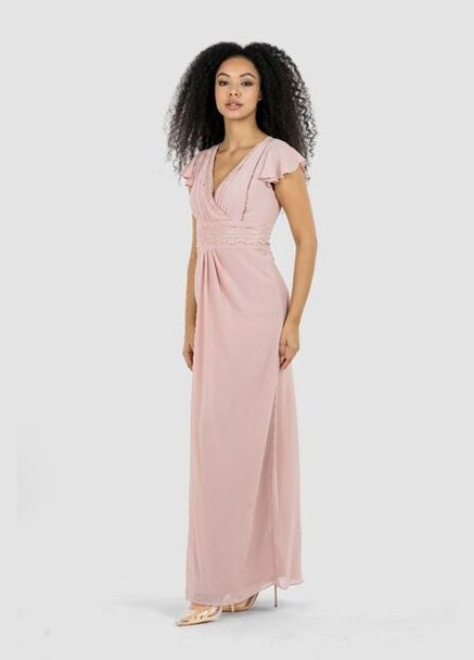 Пудровое праздничный платье на запах Tfnc однотонное