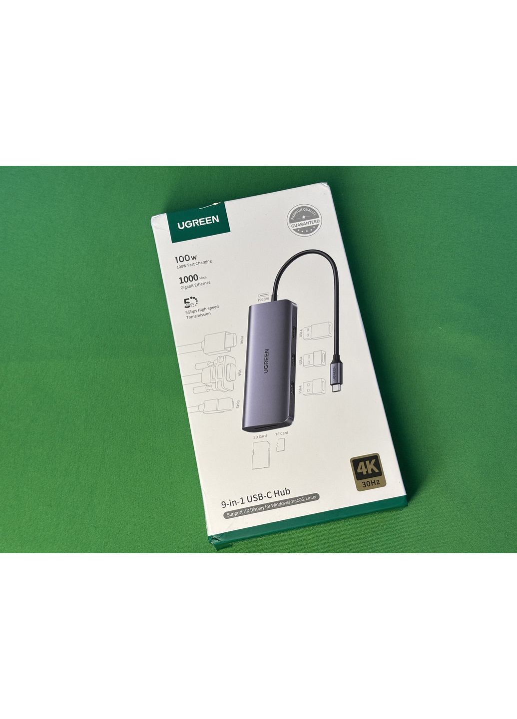 Док-станція Хаб CM179 USB 3.0 Type-C HDMI VGA TRS RJ-45 SD TF PD Gray 4K Ugreen (351371522)