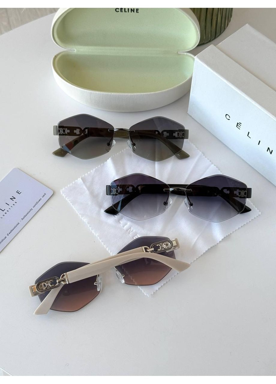 Очки ромбы от Бренда. Брендовые очки от солнца оригинал Селин Celine. Очки безоправные с салфеткой мешочком и короб No Brand (370975410)