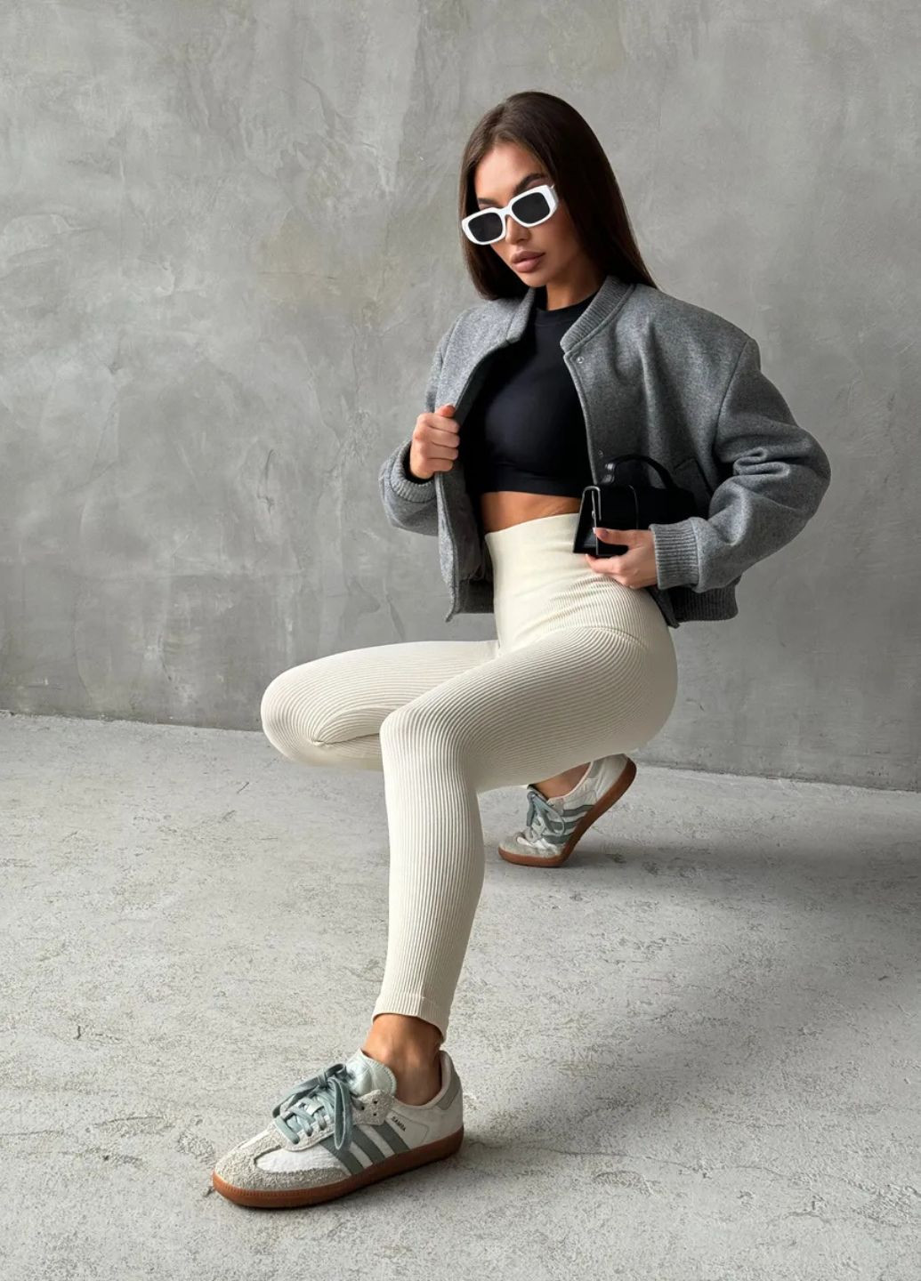 Молочные демисезонные леггинсы кремовый рубчик (70122) FitFiesta