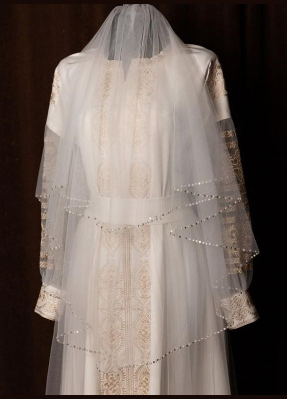 Весільна фата з перлинами і стразами No Brand (318481715)