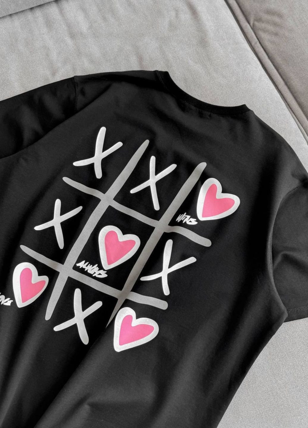 Базова повсякденна оверсайз футболка з принтом та рукавами до ліктя Україна - (328559176)