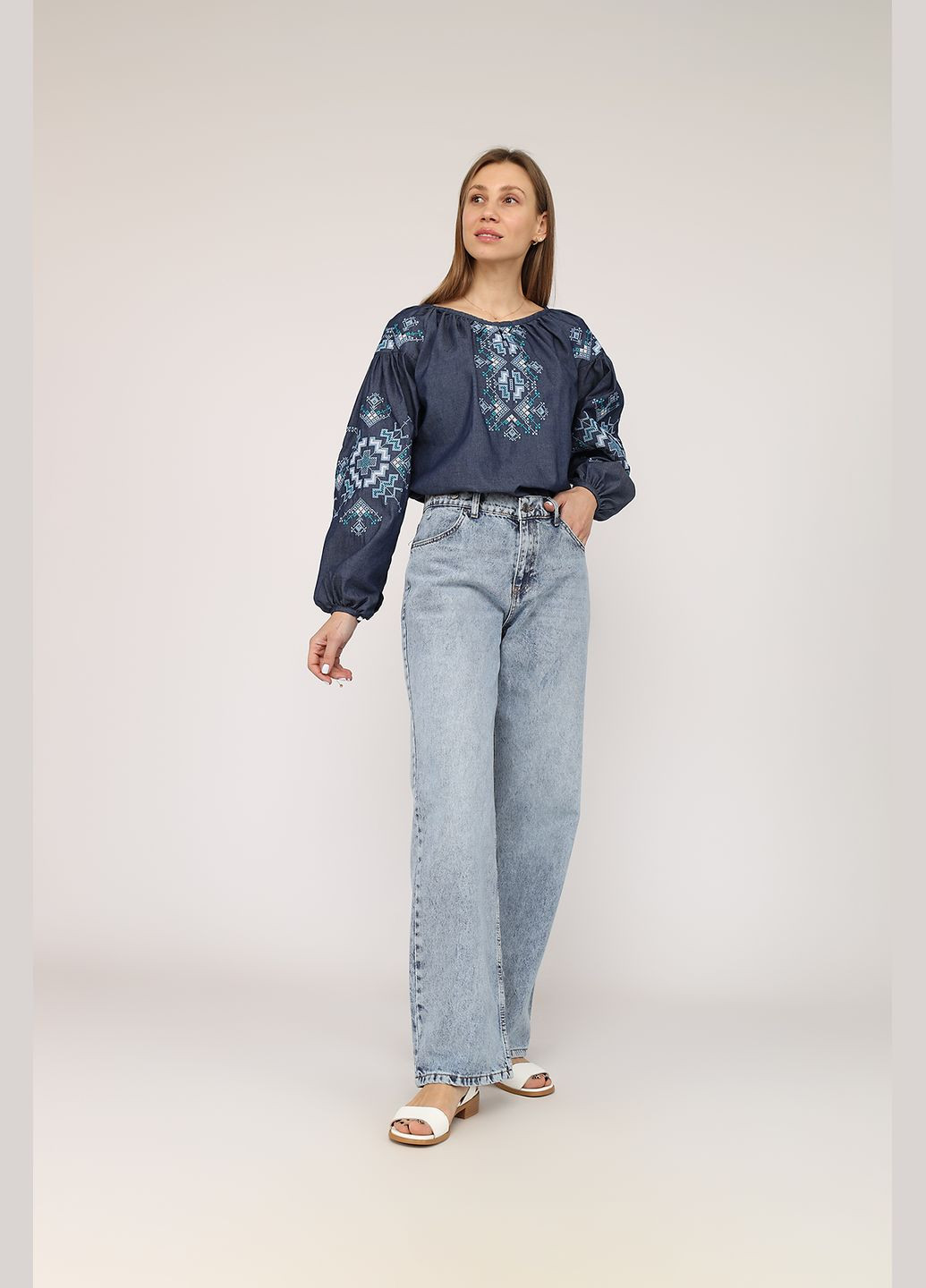 вишиванка жіноча колір індіго цб-00274103 (325472843)