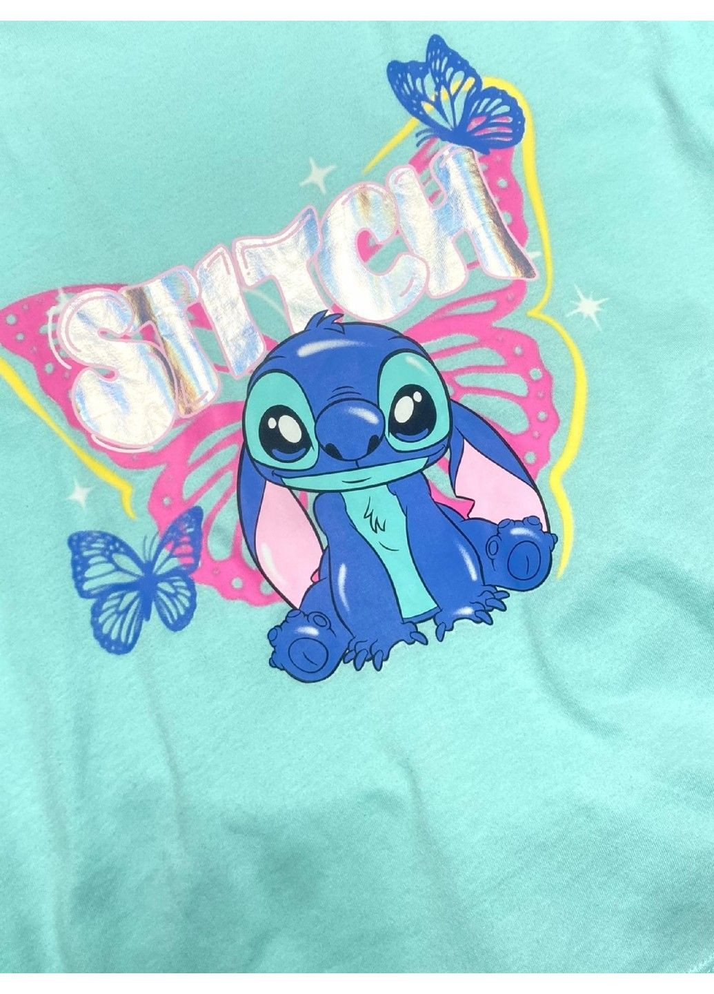 Розовый костюм комплект детский подростковый летний стич футболка+шорты на девочку, мятый, розовый Primark