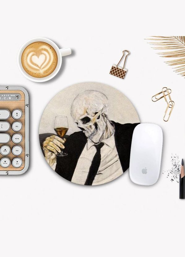 Килимок для мишки Скелет та алкоголь No Brand (302085392)