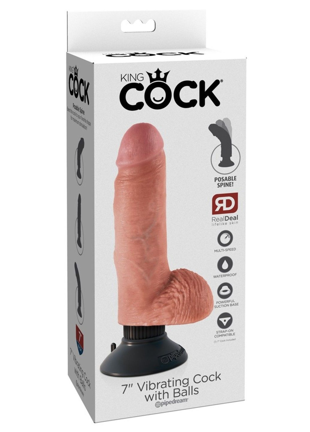 Вибратор King Cock с мошонкой 13,3 см на съёмной присоске No Brand (284728728)