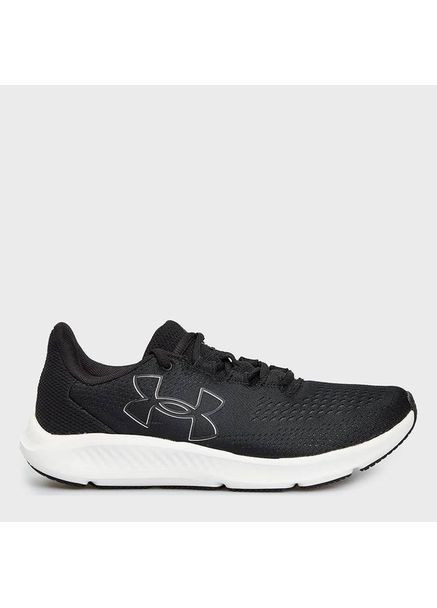 Женские спортивные кроссовки 3026523-001 черного цвета для бега Under Armour Charged Pursuit 3 BL чёрно-белые демисезоны (364988986)
