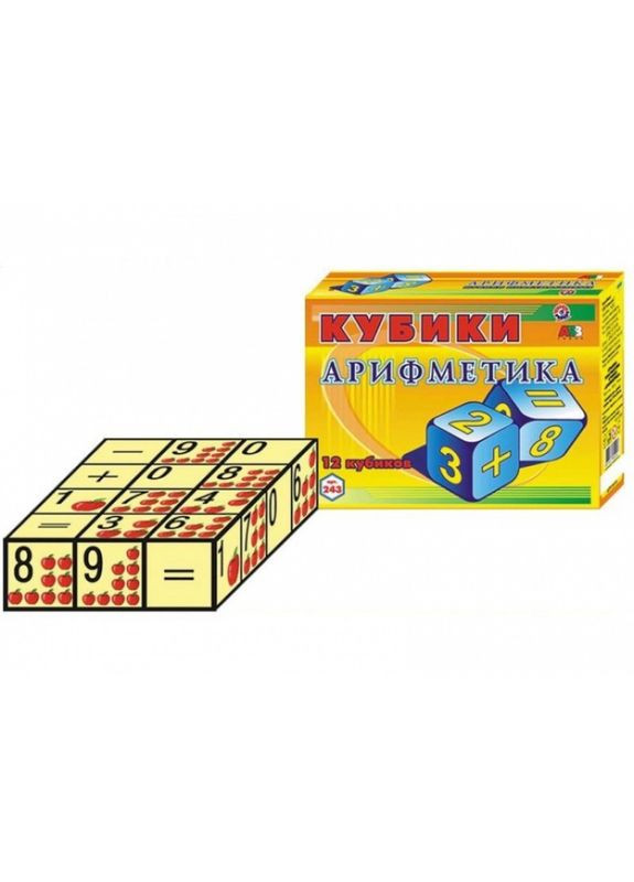 Кубики "Арифметика ", 12 кубиків ТехноК (294727673)