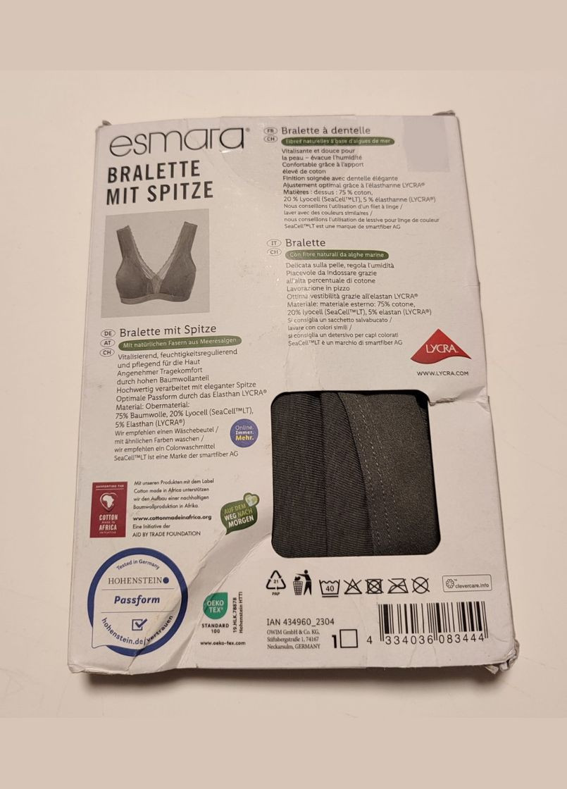 Хакі бюстгальтер бралетт з волокнами морських водоростей seacell для жінки lycra® 434960 хакі Esmara мереживо, трикотаж, бавовна