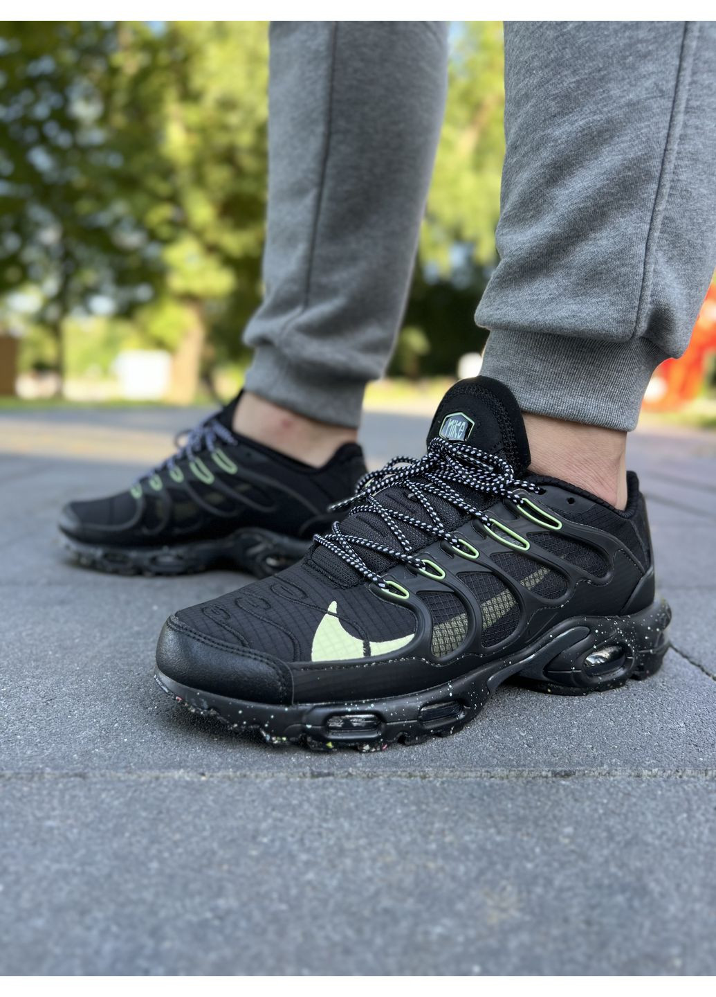 Сірі Осінні кросівки чоловічі nike air max tn terrascape plus black green найк аір макс тн плюс No Brand