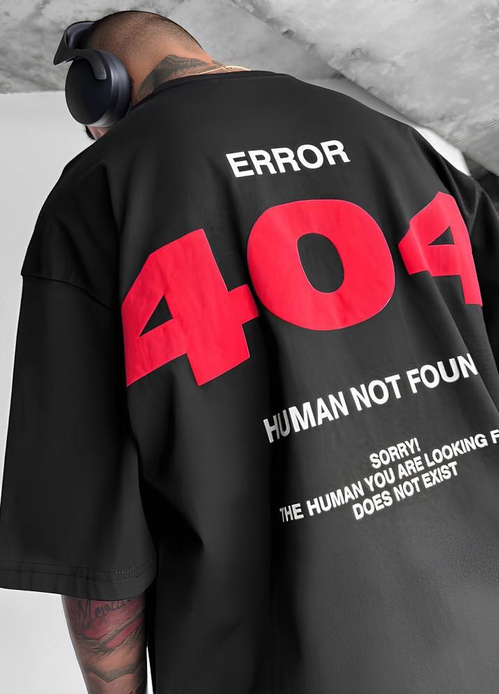 Чорна футболка з дтф принтом унінекс оверсайз No Brand