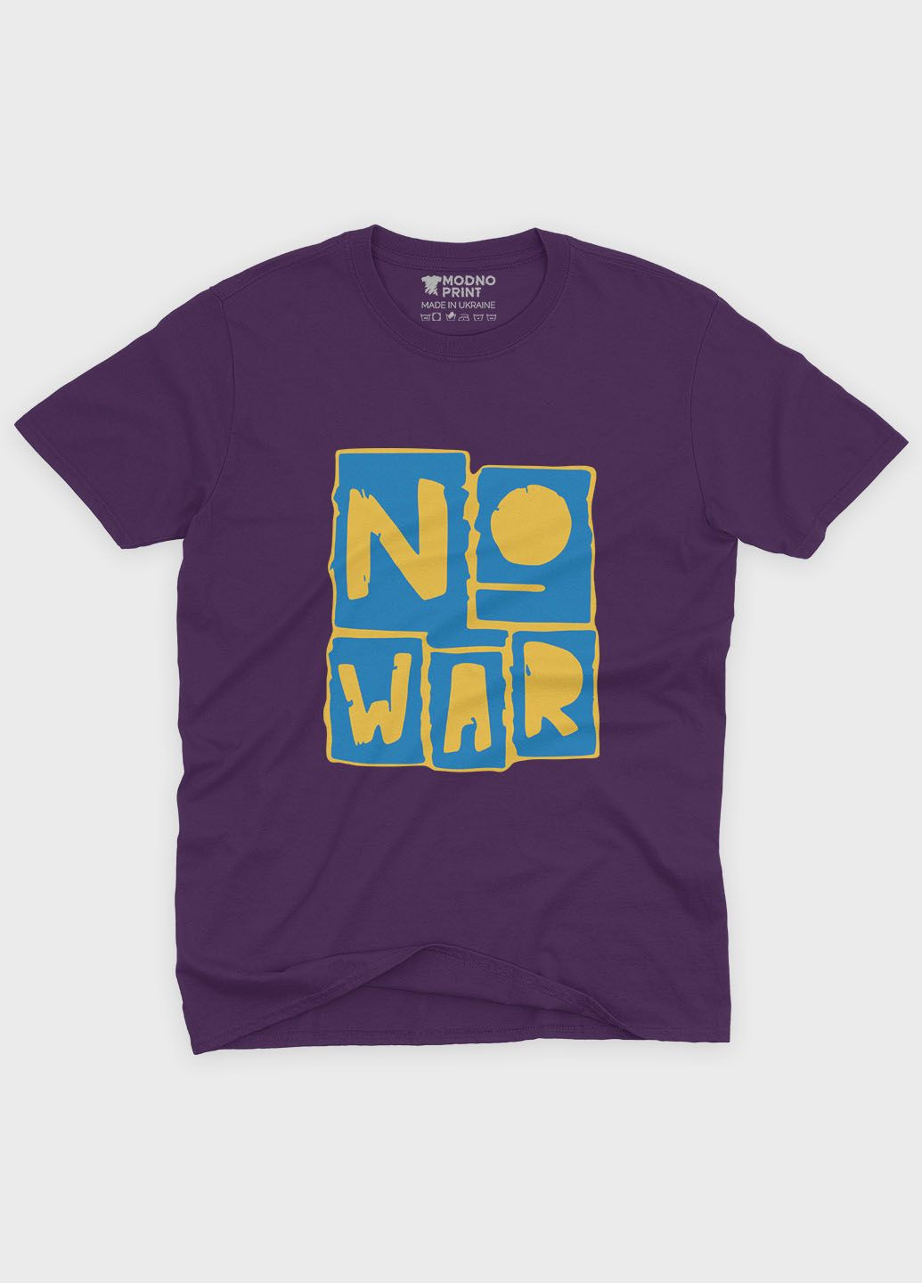 Фиолетовая летняя мужская футболка с патриотическим принтом no war (ts001-5-dby-005-1-126-f) Modno