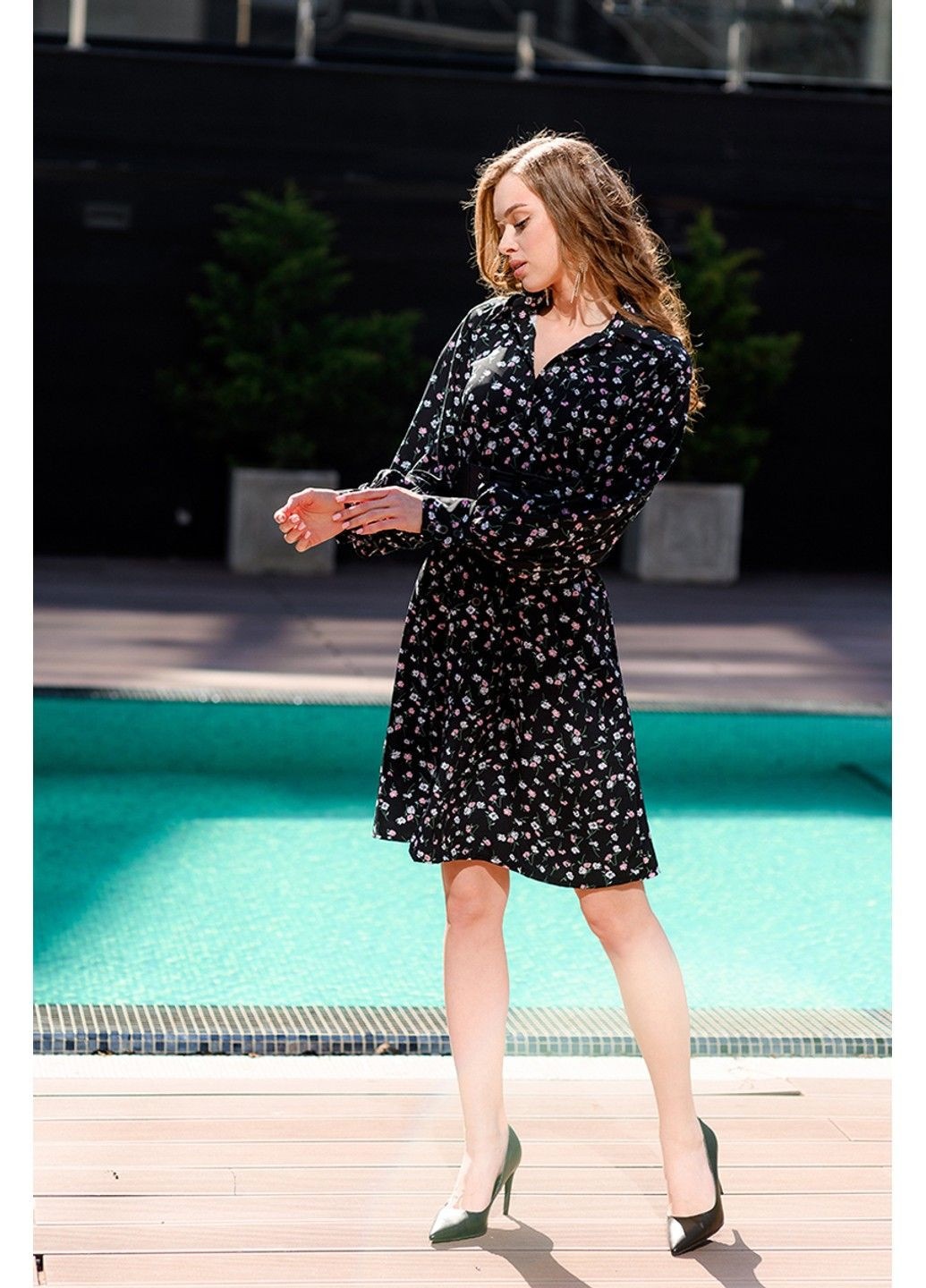 Чорна стильна сукня софт принт 23022 чорна Tanita-Romario