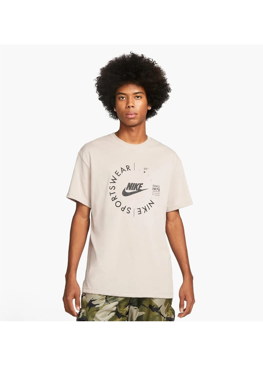 Бежева футболка чоловіча m nsw spu ss tee beige Nike