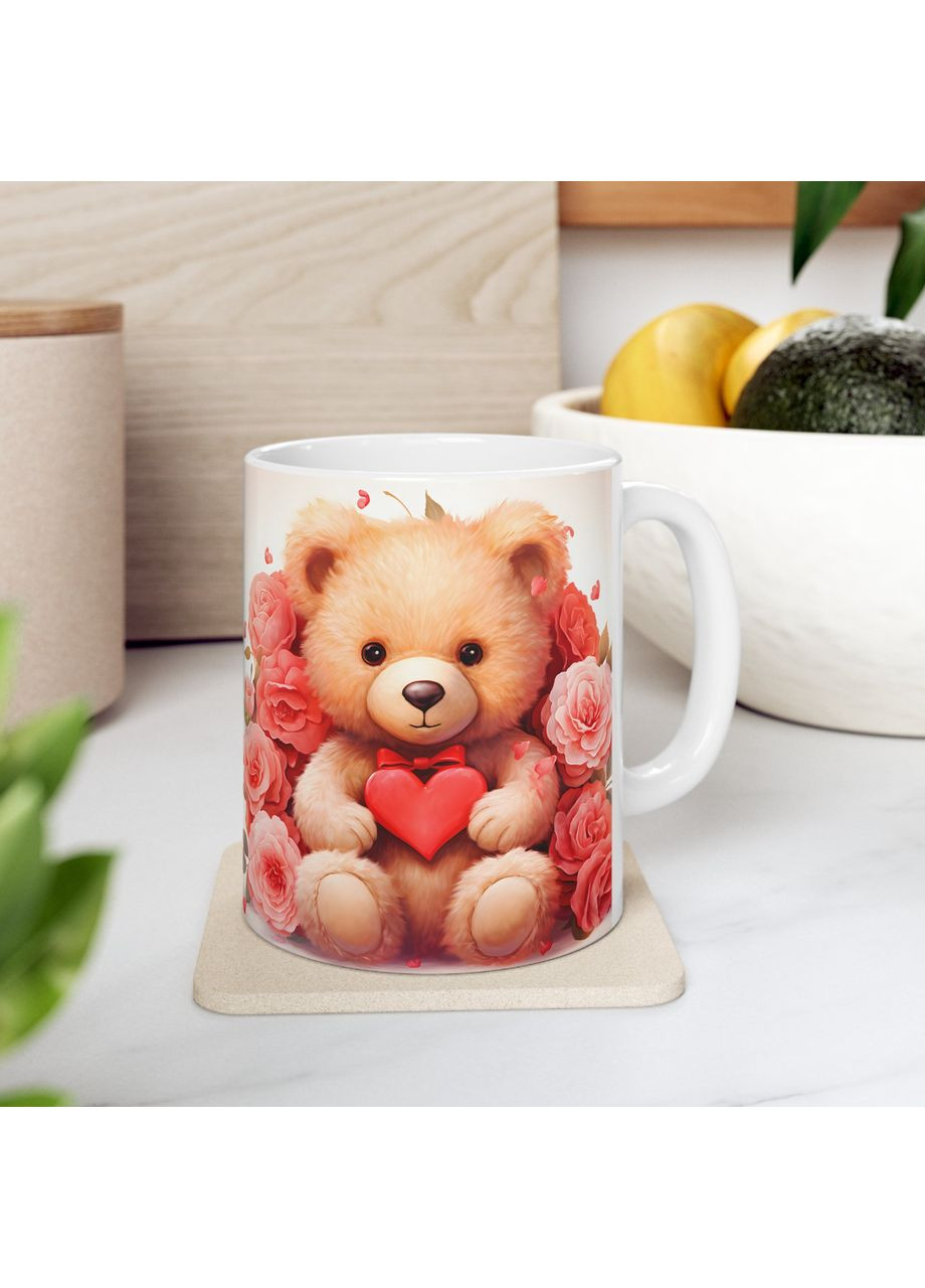 Керамическая чашка с дизайном "Милый плюшевый мишка с сердцем" No Brand (368671426)