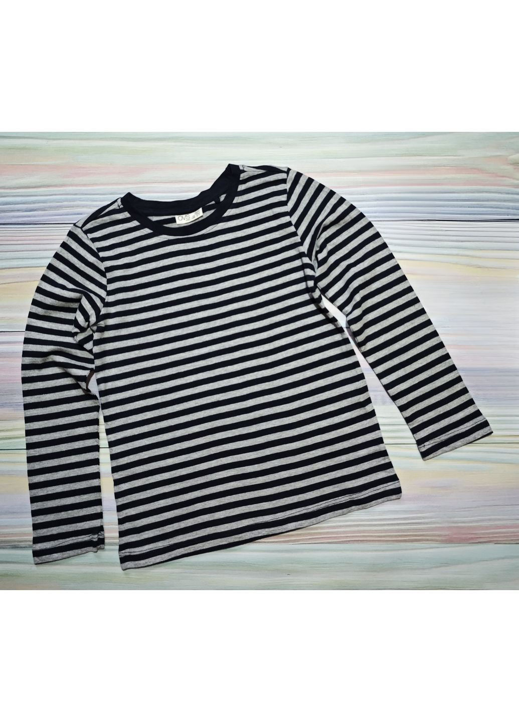 Дитячий лонгслів реглан для дівчинки 6-7 років Чорний, сірий, у смужку OVS (369141337)