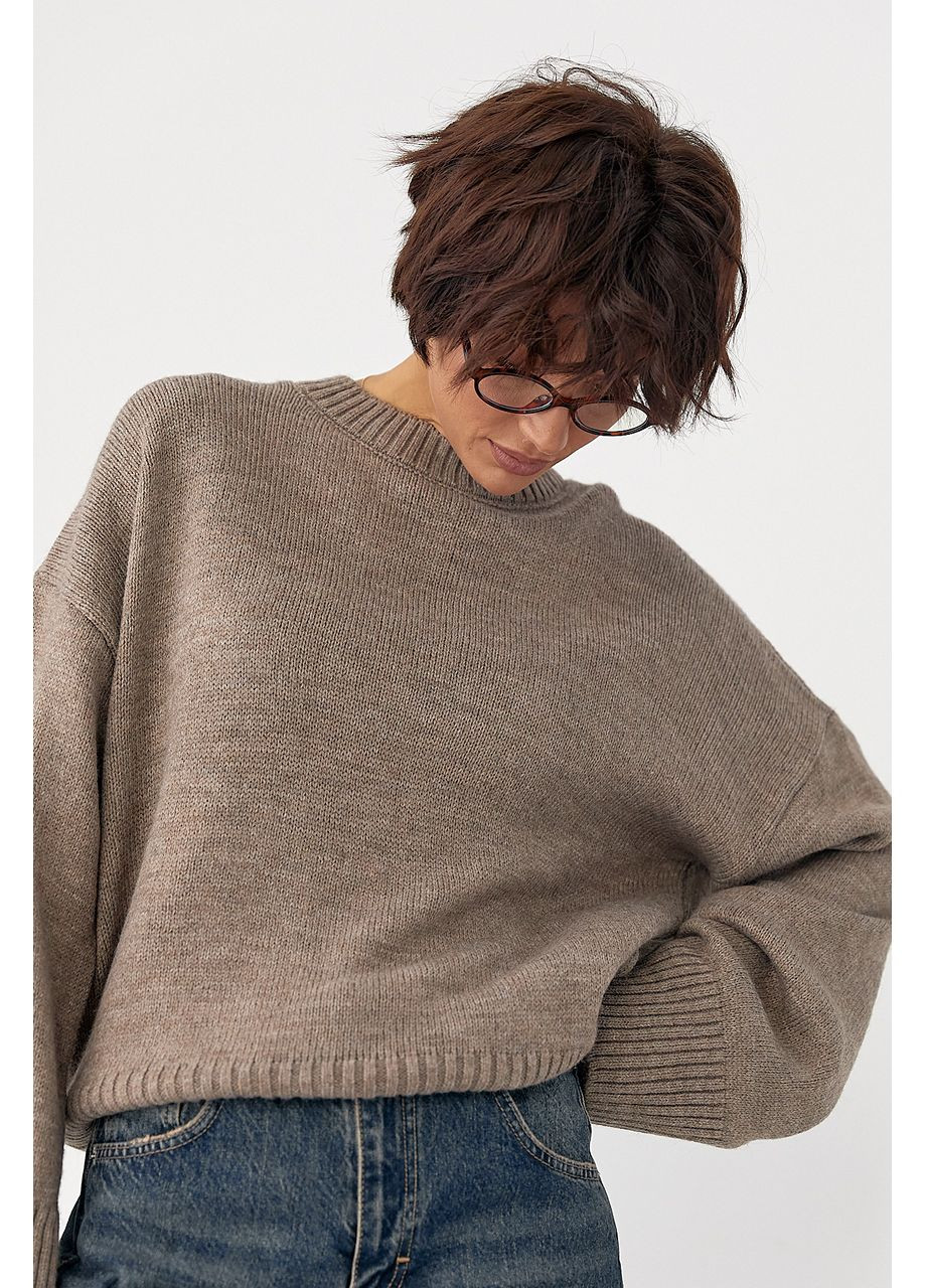 Вязаная однотонная кофта свободного фасона Lurex (364813735)