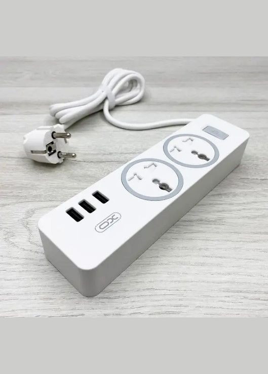 Мережевий подовжувач фільтр XO WL04 2 Розетки 3 USB 1.8 м Білий Ldnio (297331607)