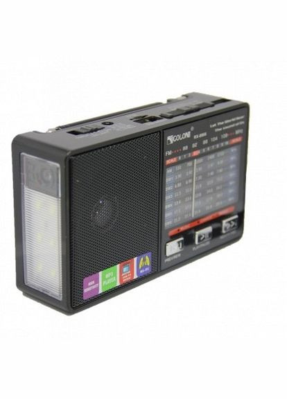 Портативний радіоприймач із ліхтариком ФМ приймач на батарейках АА або батарея BL-5C USB MP3 RX-8866 Чорний Golon (313109966)