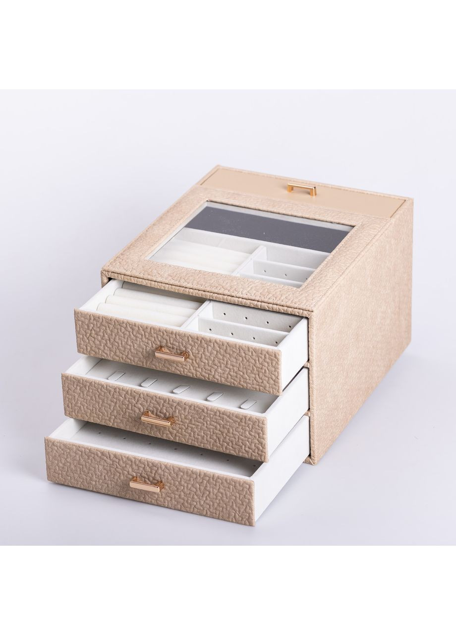 Скринька для прикрас з еко шкіри 3 яруси органайзер для ювелірних виробів Yiwu (360455053)