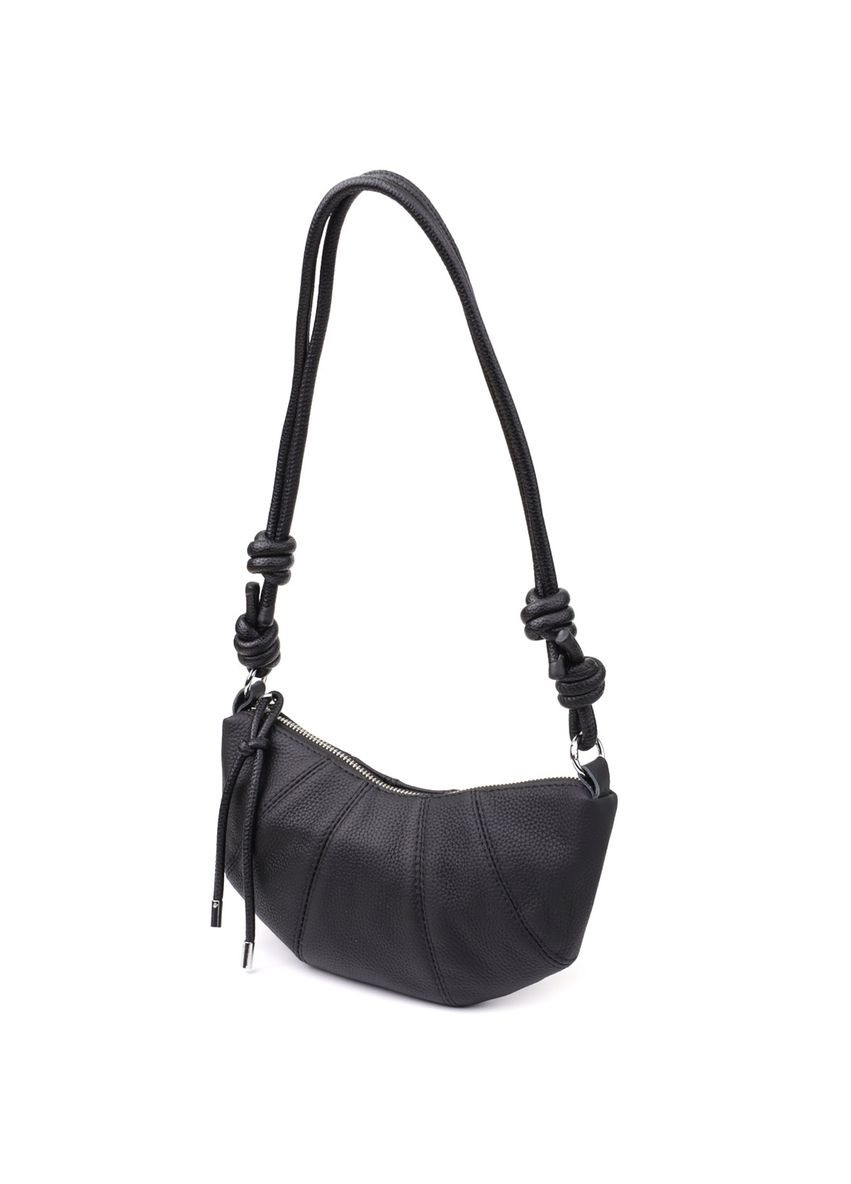 Жіноча напівкругла сумка з натуральної шкіри 22932 Чорний Vintage (349442746)