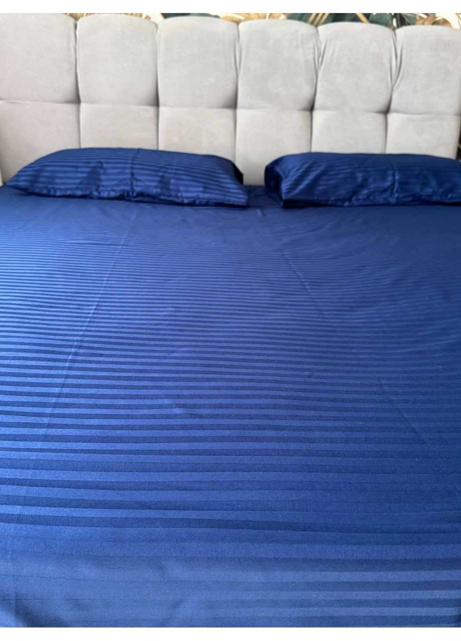 Комплект постельного белья двуспальный No Brand сірий страйп (370864787)